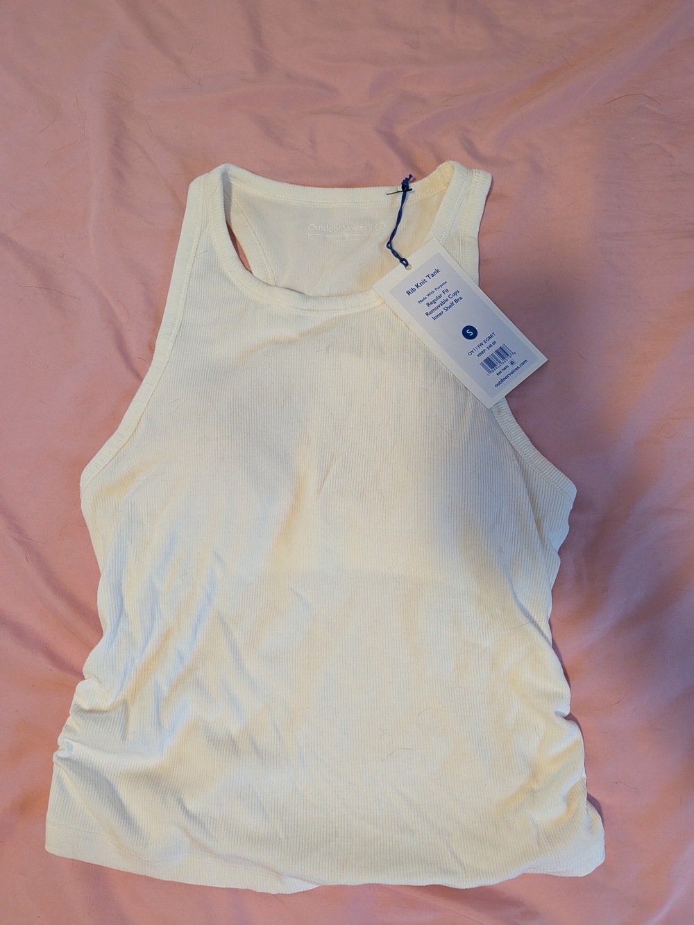 Outdoor Voices Cream Ribbed Tank Top